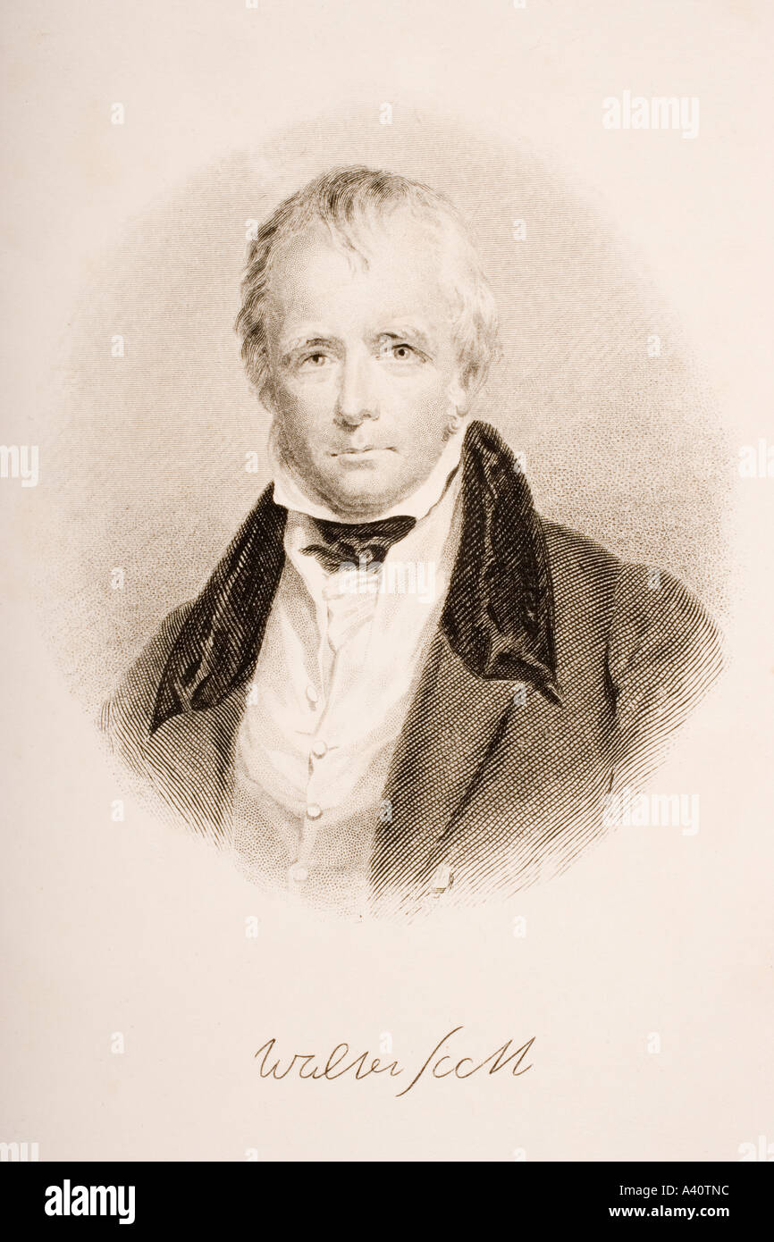 Sir Walter Scott, 1771 - 1832. Schottische historischer Schriftsteller, Dichter, Dramatiker und Historiker. Stockfoto