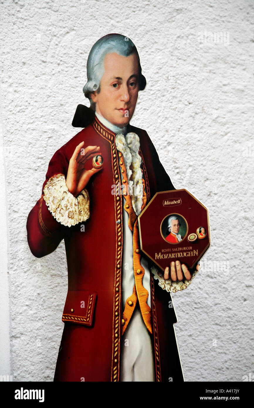 Wolfgang Amadeus Mozart-Werbung in Österreich Stockfoto