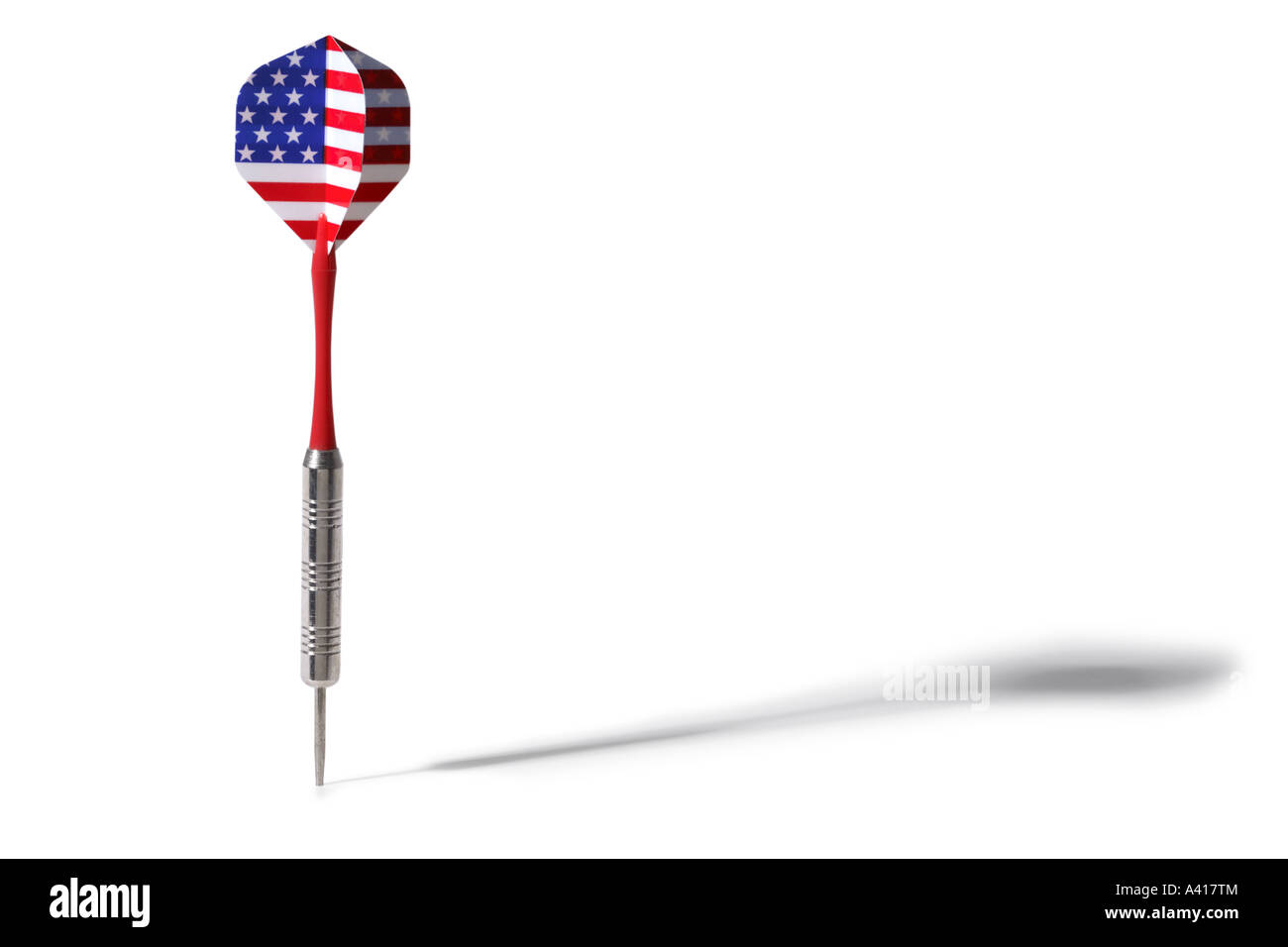 Amerikanische Flagge Dart ausgeschnitten auf weißem Hintergrund Stockfoto