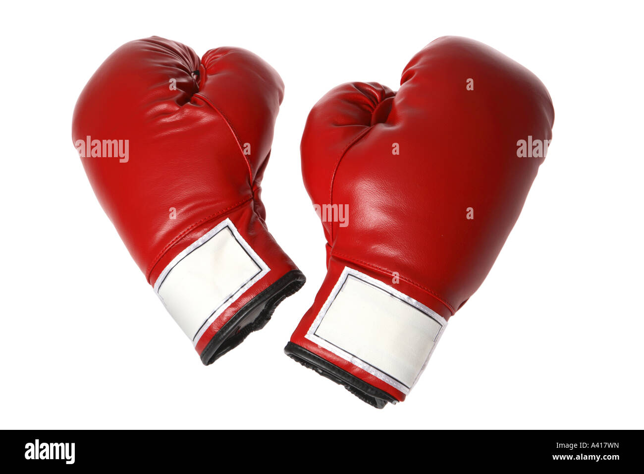 Boxhandschuhe ausgeschnitten auf weißem Hintergrund Stockfoto