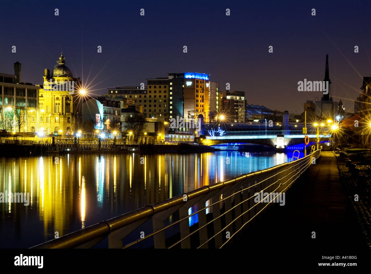 Eine Ansicht von Glasgow bei Nacht Stockfoto