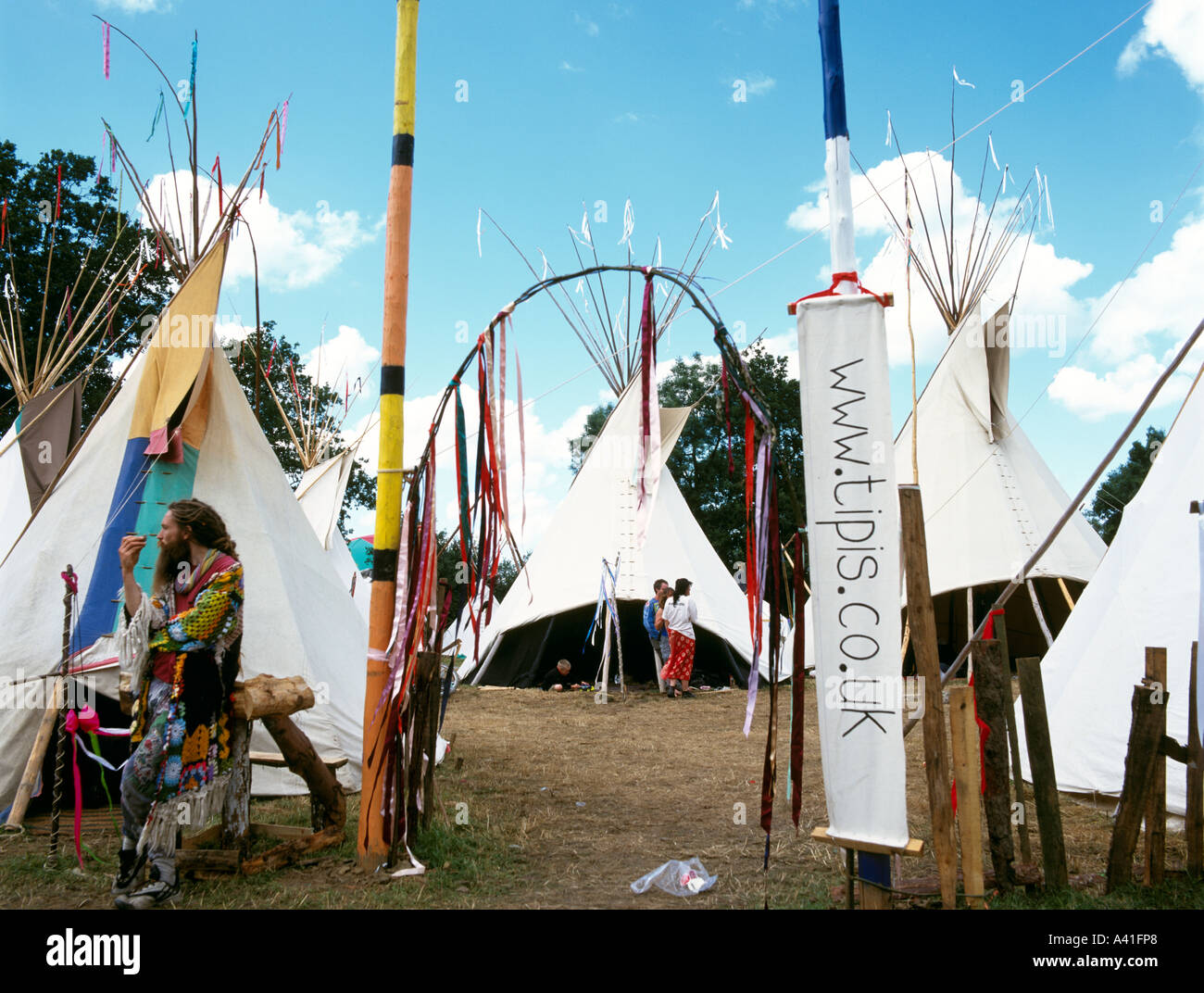 Hippie Tipi Verkäufer Pilton Somerset UK Stockfoto
