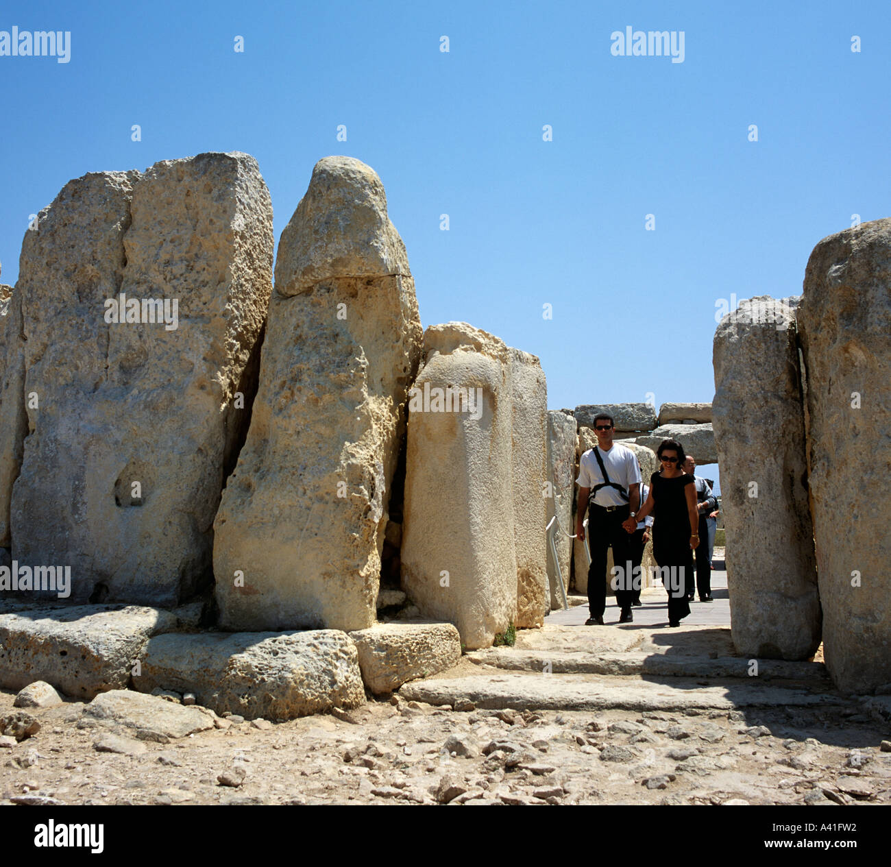 Alte Stein Tempel von Ggantija Gozo Malta Europa Stockfoto