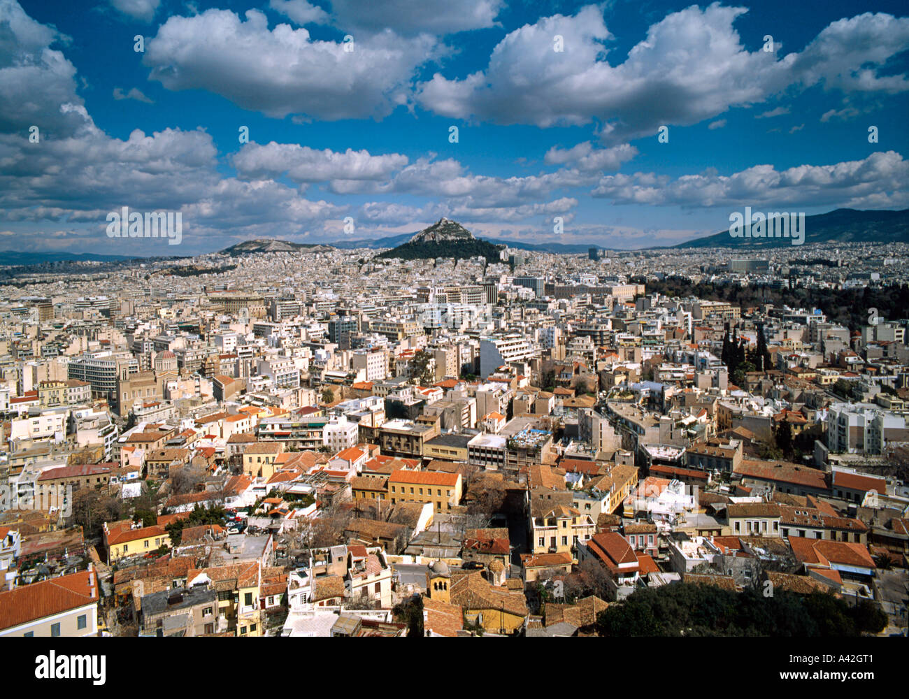 Blick vom Akropolis Athen Stockfoto