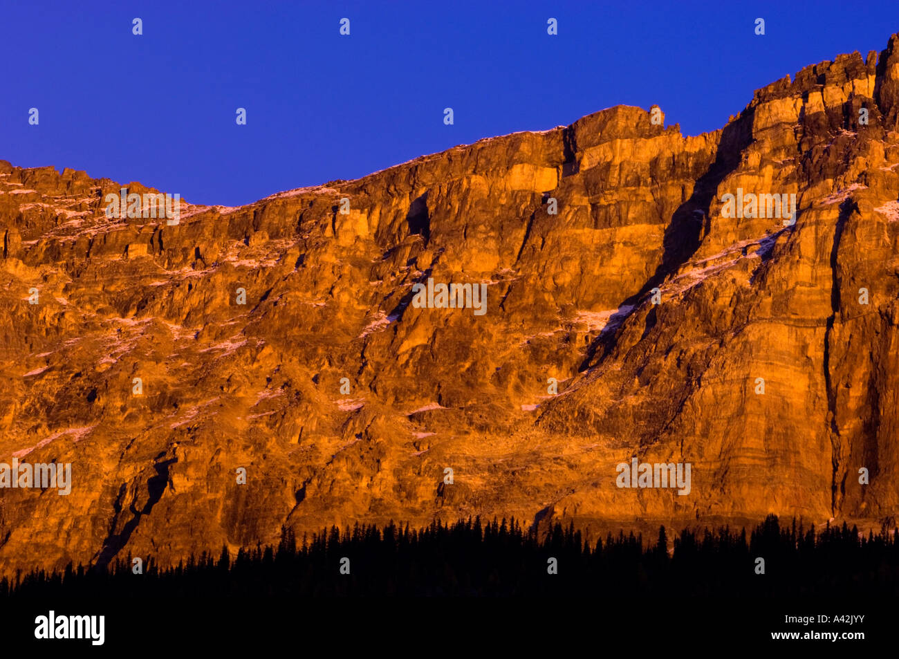 Abendlicht am Dom Crag, Yoho Nationalpark, Britisch-Kolumbien, Kanada Stockfoto