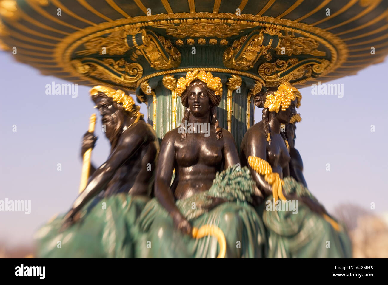 Place De La Concorde in Paris Frankreich-Brunnen-Skulpturen Stockfoto