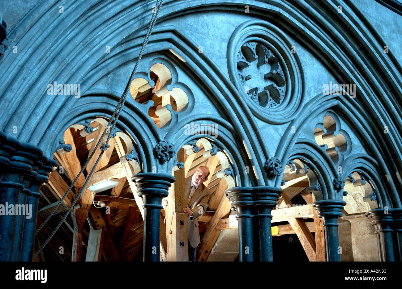 Dach der Kathedrale von Salisbury Stockfoto