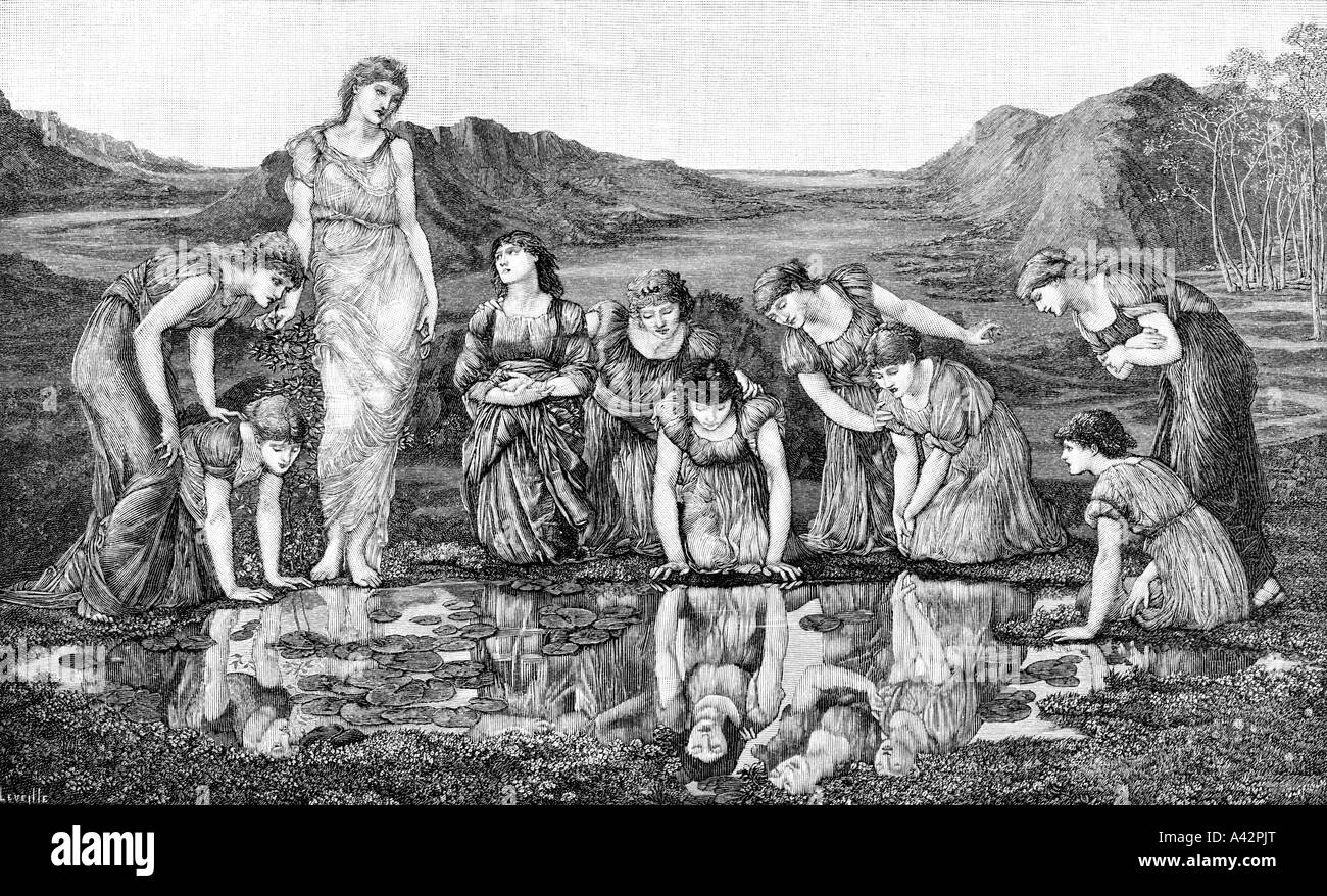 Gravur von Sir Edward Burne Jones die Spiegel der Venus Stockfoto