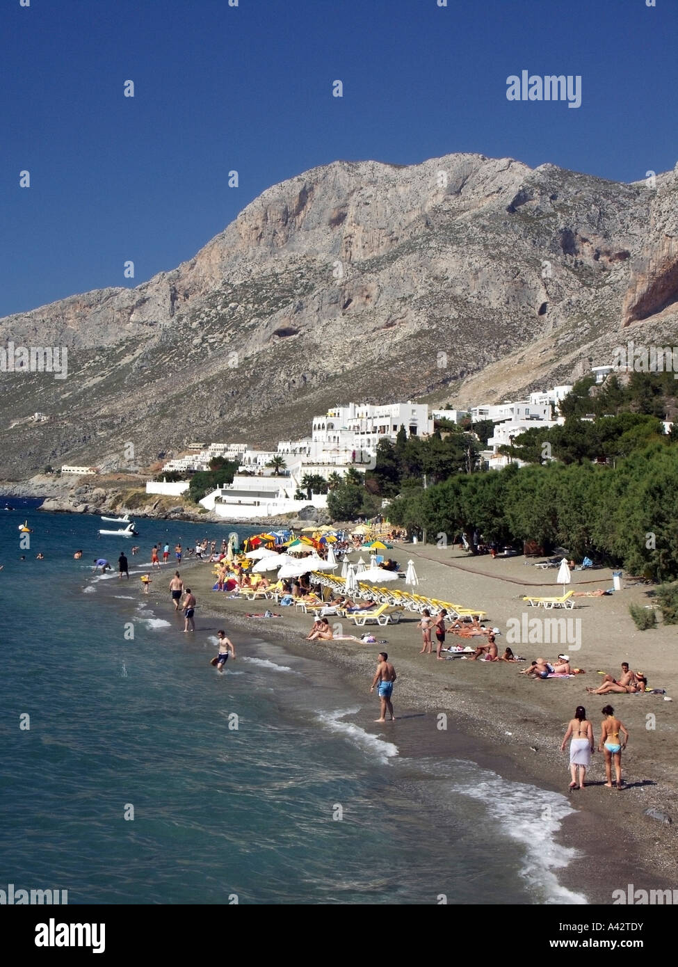 Masouri Strand, Kalymnos, Griechenland. Stockfoto