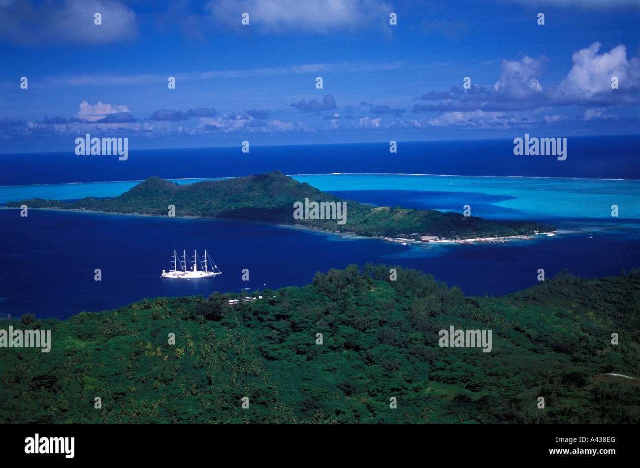 Luftaufnahme des Bora Bora Lagune Französisch-Polynesien. Stockfoto