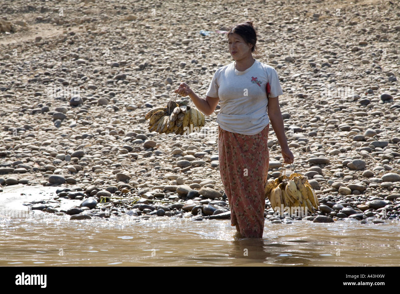 Kreditor Ayeyarwady Fluss, Myitkyina, Myanmar Stockfoto