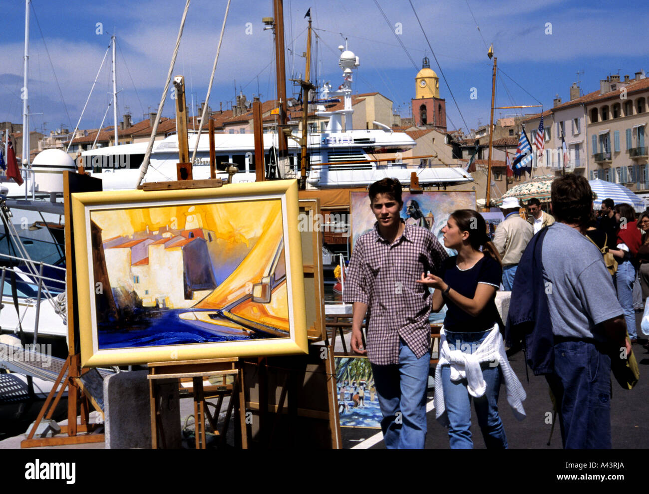 Frankreich Saint St Tropez Old Harbor Französisch Riviera Kunstgalerie Malerei Gemälde Côte d ' Azur Stockfoto