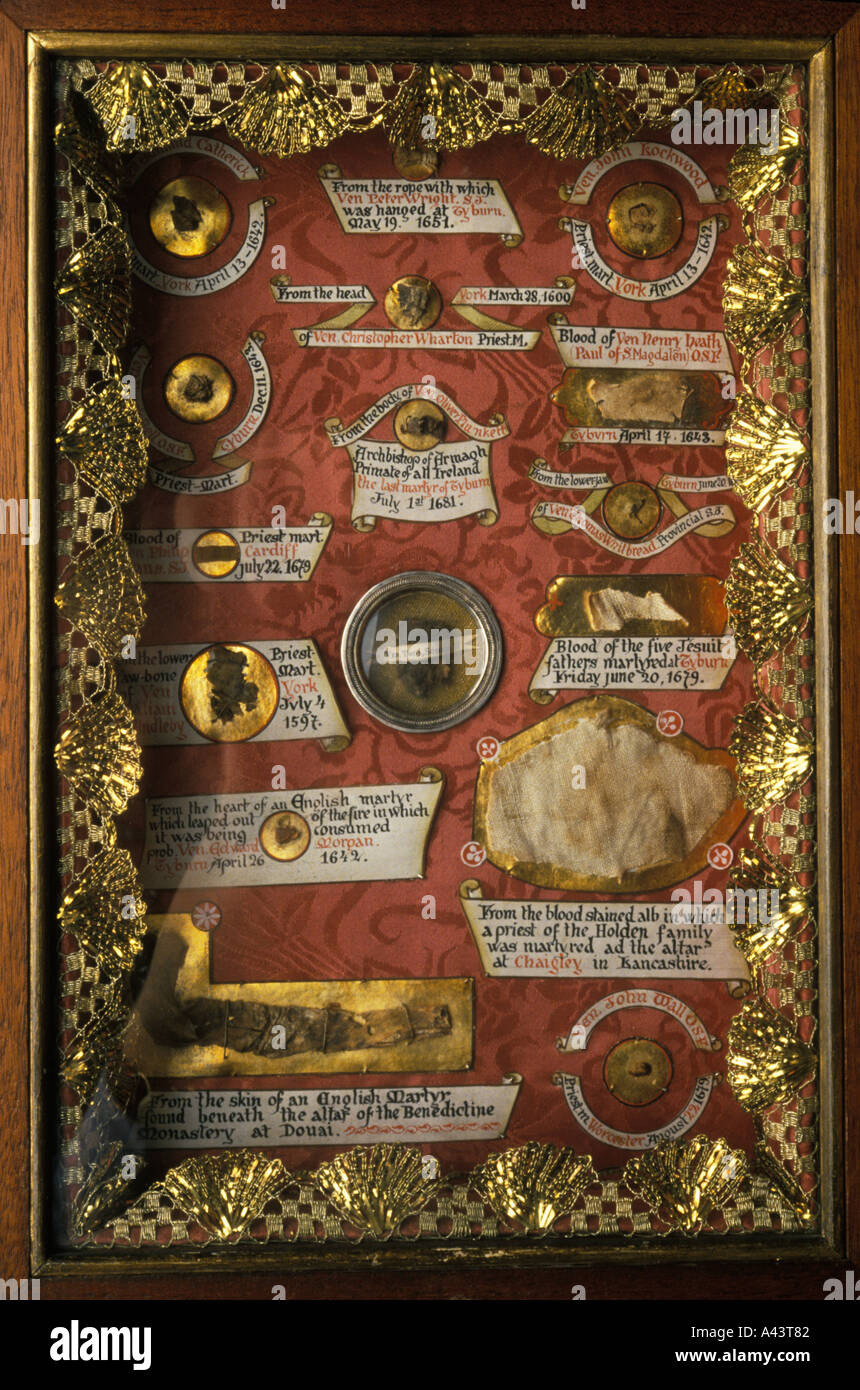 Die Relikte des Tyburn Convent Central London die letzten katholischen Märtyrer hangen für ihren Glauben in Tyburn, heute Marble Arch genannt. London England 1989 1980er Jahre Großbritannien. Stockfoto