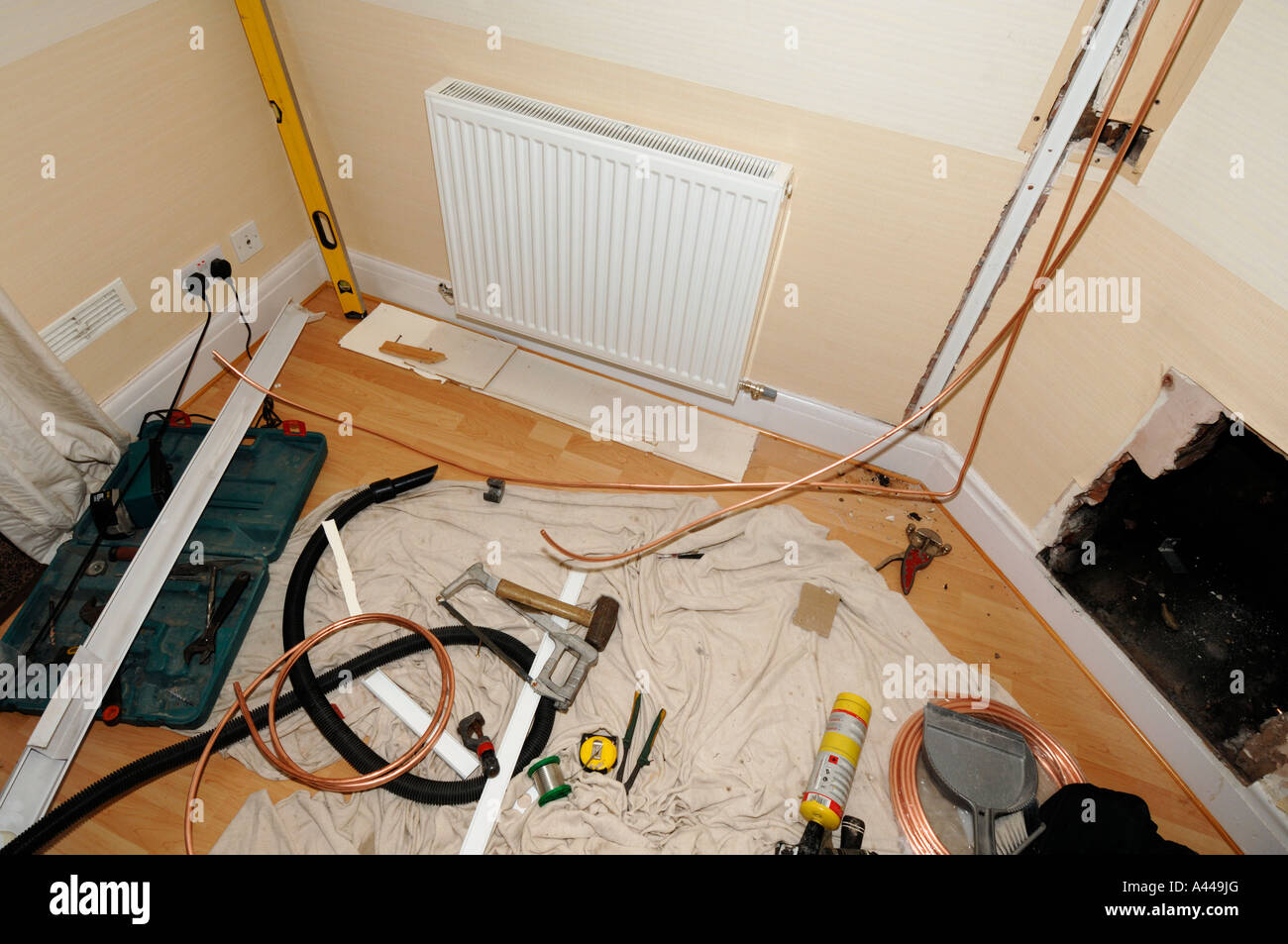 DIY Heimwerker Heizkörper Stockfoto