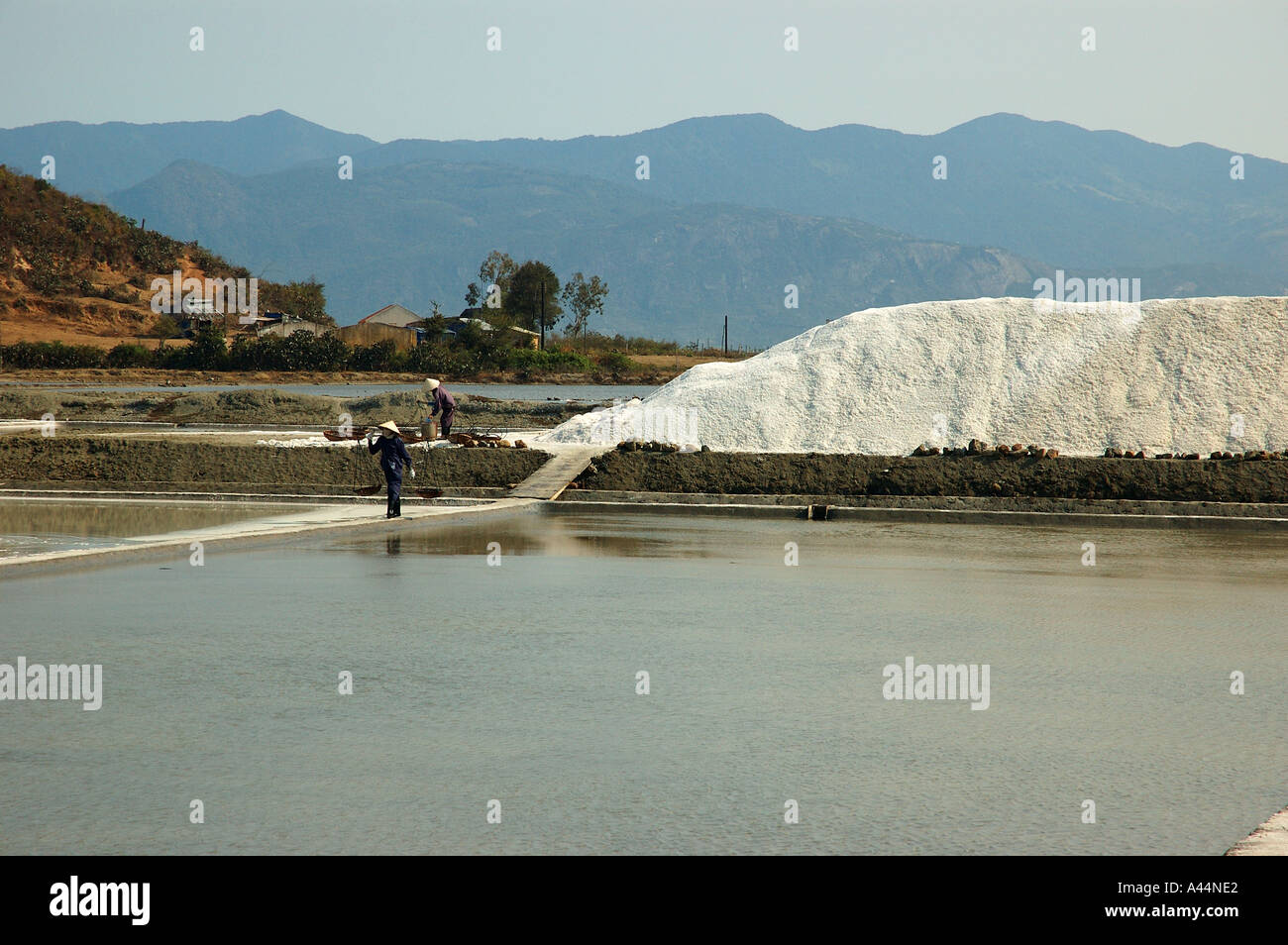 Salz Ernte Cam Ran Bay Khanh Hoa Provinz Vietnam Süd-Ost-Asien Stockfoto