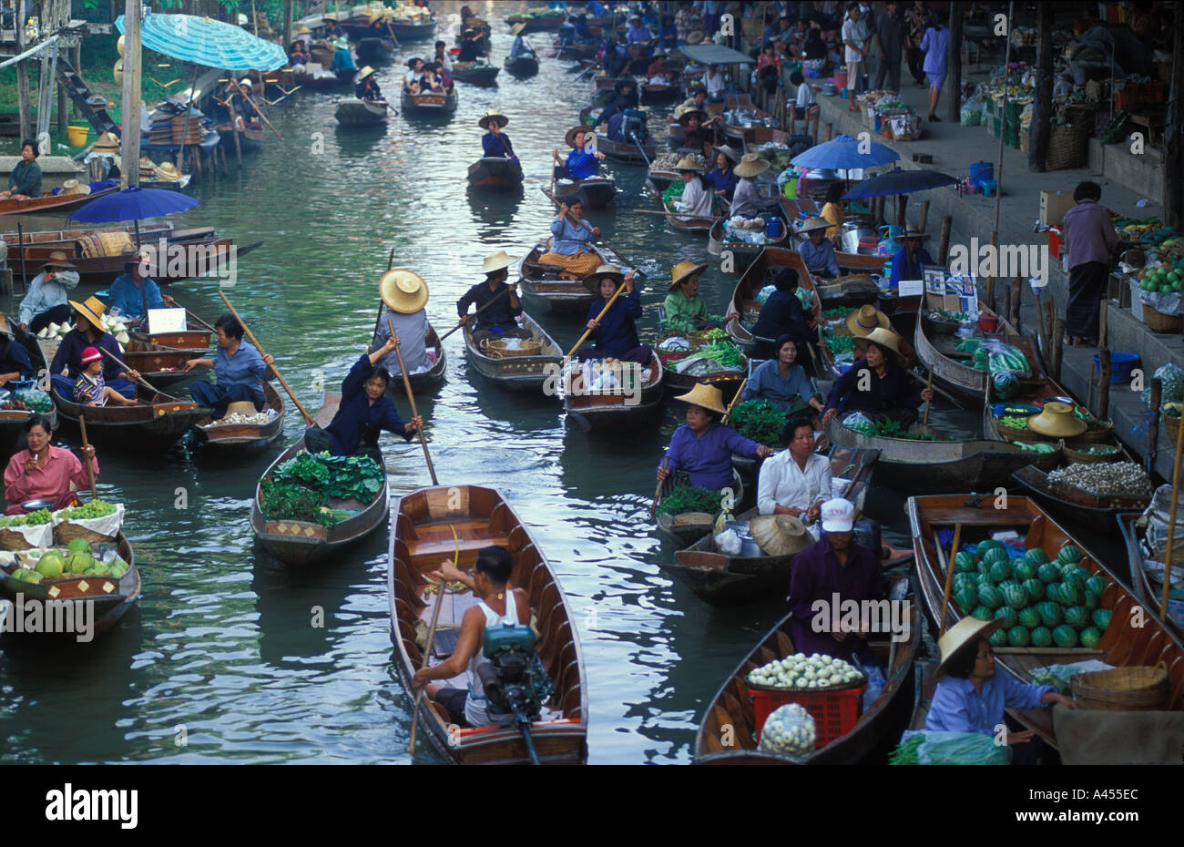 Schwimmende Markt nr Bangkok Thailand Stockfoto