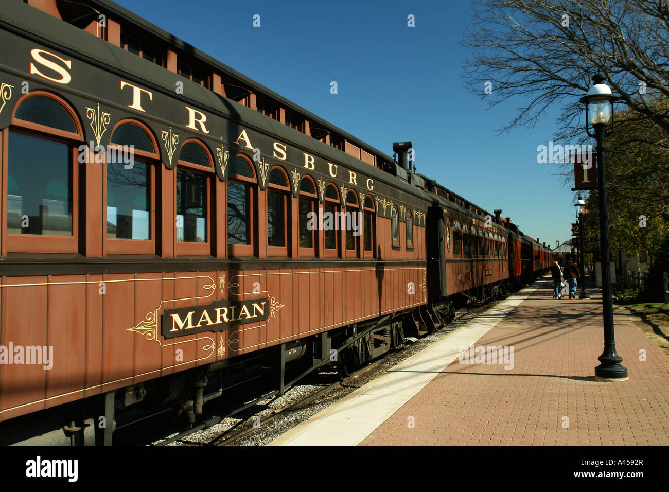 AJD53357, Strasburg, PA, Pennsylvania, Pennsylvania Dutch Country, Strasburg Railroad Company, Bummelzug, RR Stockfoto