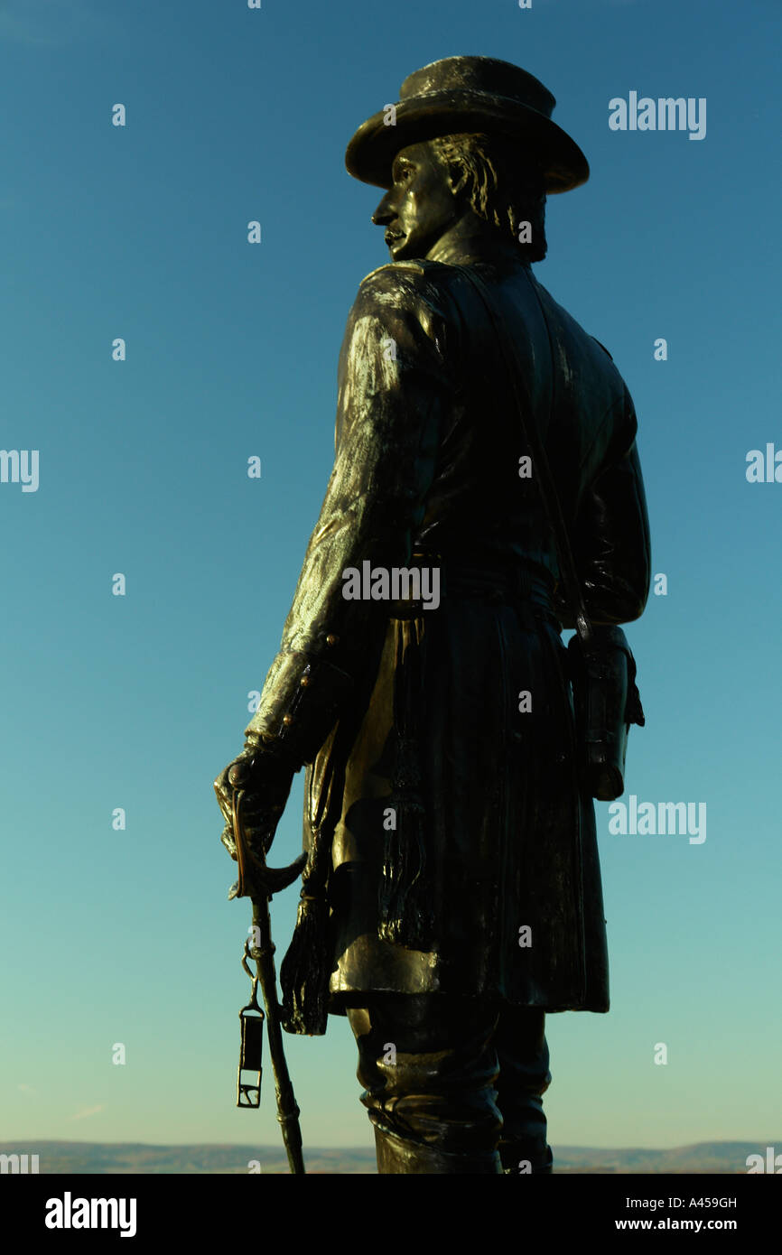 AJD53417, Gettysburg, PA, Pennsylvania, Gettysburg National Military Park, Little Round Top, Statue von Brigadegeneral Stockfoto