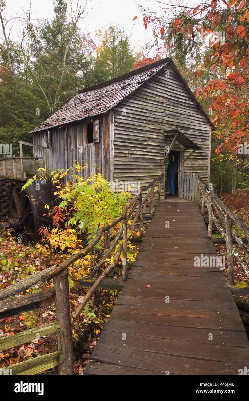 Kabel-Mühle und Herbst Farbe Cades Cove Great Smoky Mountains Nationalpark Tennessee Stockfoto