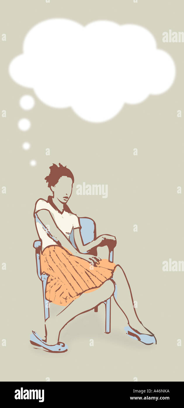 Junge Frau mit Sprechblase Stockfoto
