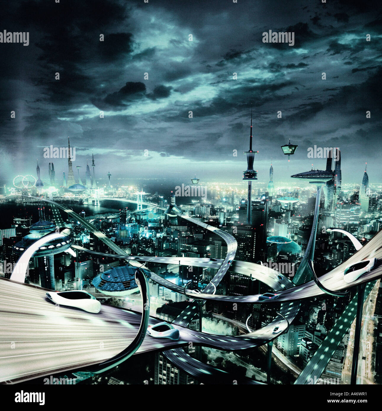 Eine futuristische Stadt Stockfoto