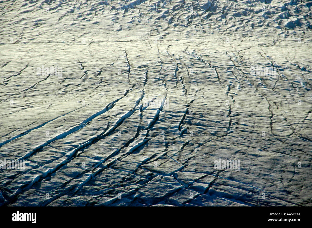 Inlandeis Schild mit Gletscherspalten am Apuserserpia Gletscher Eastgreenland Stockfoto