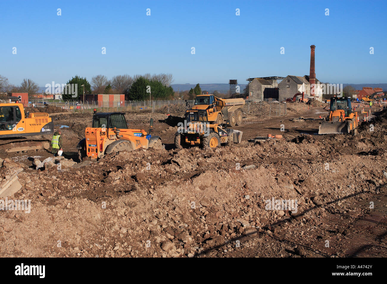 Dunkelbraune Feld Website Stadterneuerung von stillgelegten ehemaligen industriellen Werksgelände Stockfoto