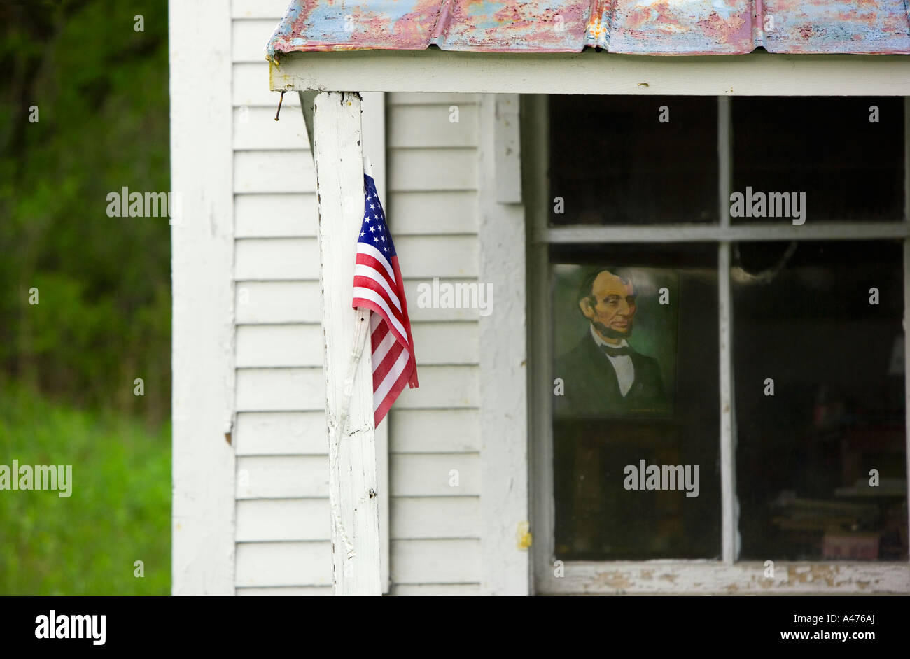 Gemälde von Abraham Lincoln in verlassenen Kunstgalerie im ländlichen Vermont USA Stockfoto