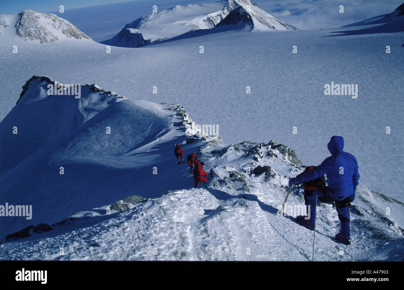 Bergsteiger auf Vinson Massif Antarktis Stockfoto