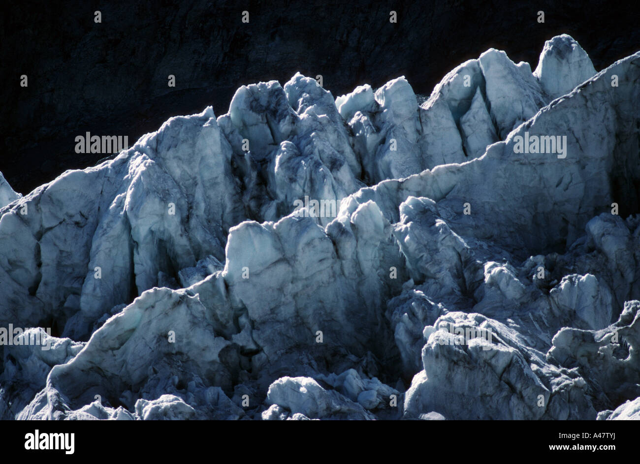 Detail der Eisbruch auf der Glacier Blanc im Ecrins Nationalpark in Frankreich Stockfoto