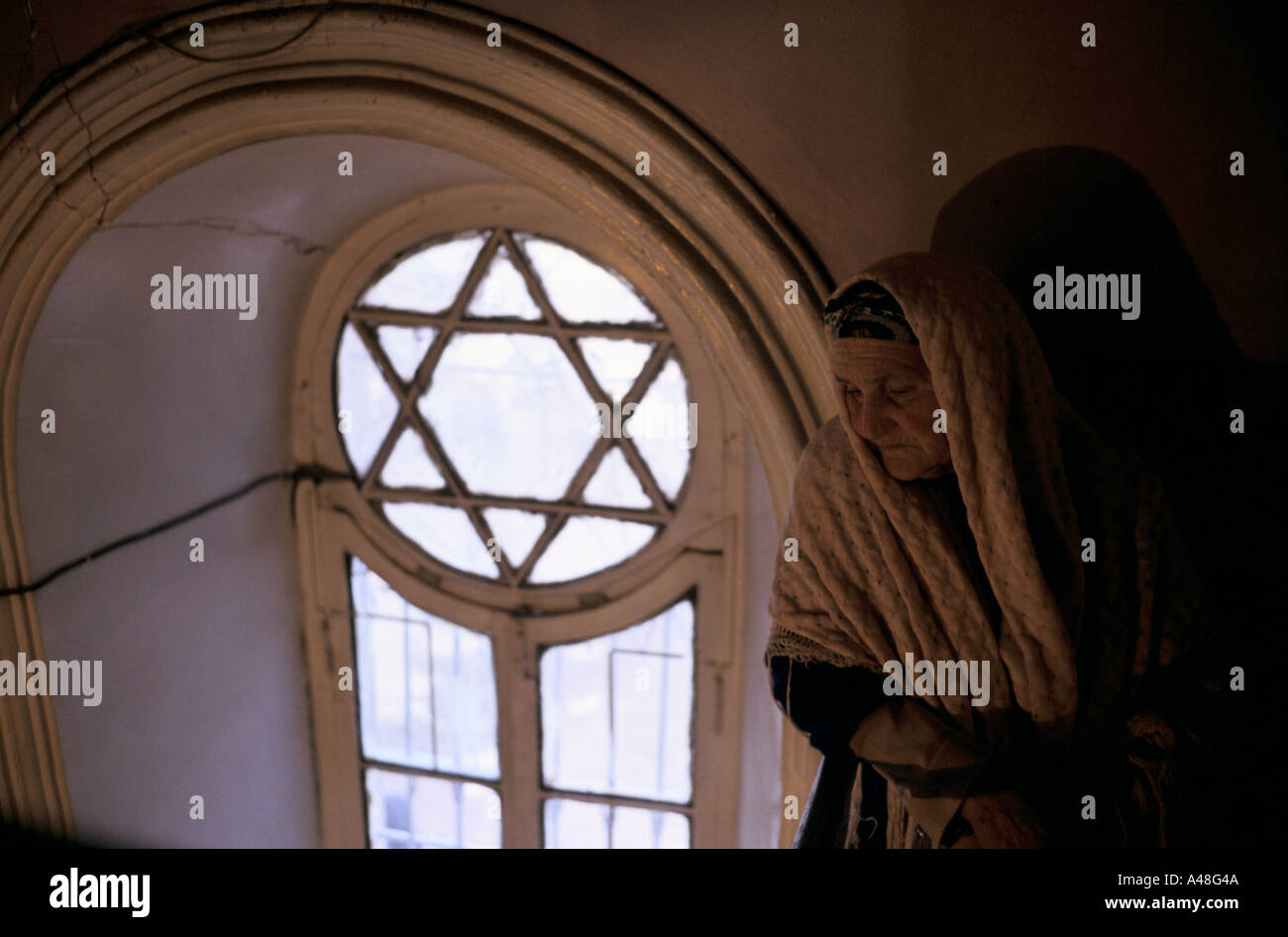 Juden in Oni Georgia beobachten Jom Kippur am Tag vor seiner Emigration nach Israel 7. 1992 Stockfoto