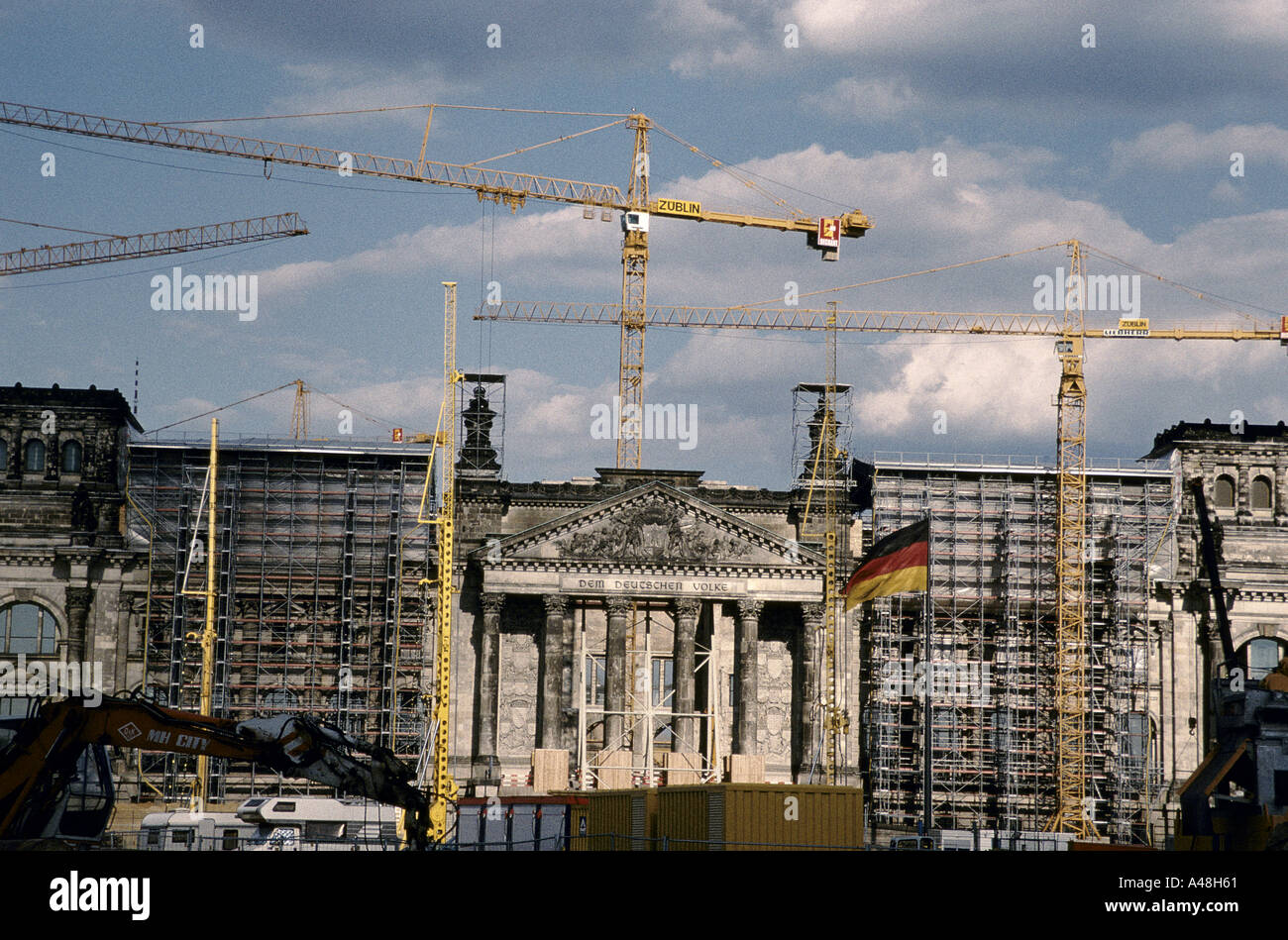 Berlin Post Vereinigung Umbau des Reichstags Juli 1996 Stockfoto