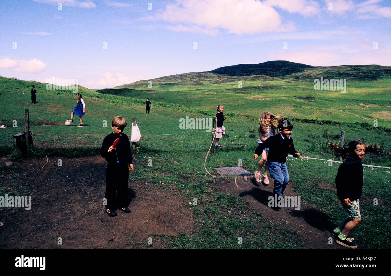 Insel Eigg Schottland Spielzeit an der Inseln nur Schule Stockfoto