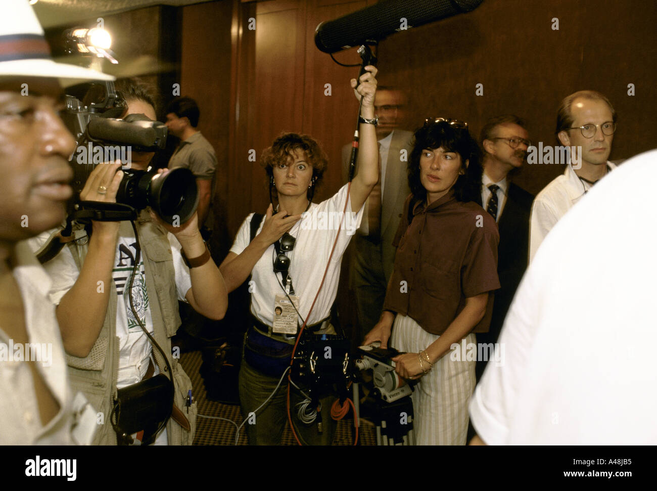 CNN während Golf-Krieg 1990 Christiane Amanpour Dharan Saudi Arabien Stockfoto