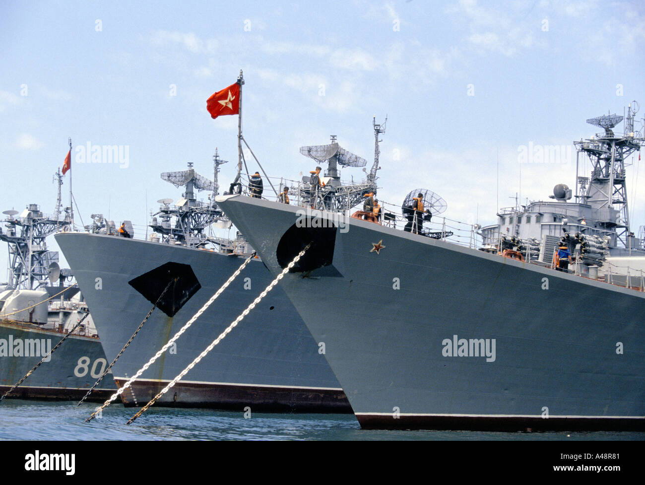 Kriegsschiffe der russischen Schwarzmeer-Flotte Sebastapol Krim ukraine Stockfoto