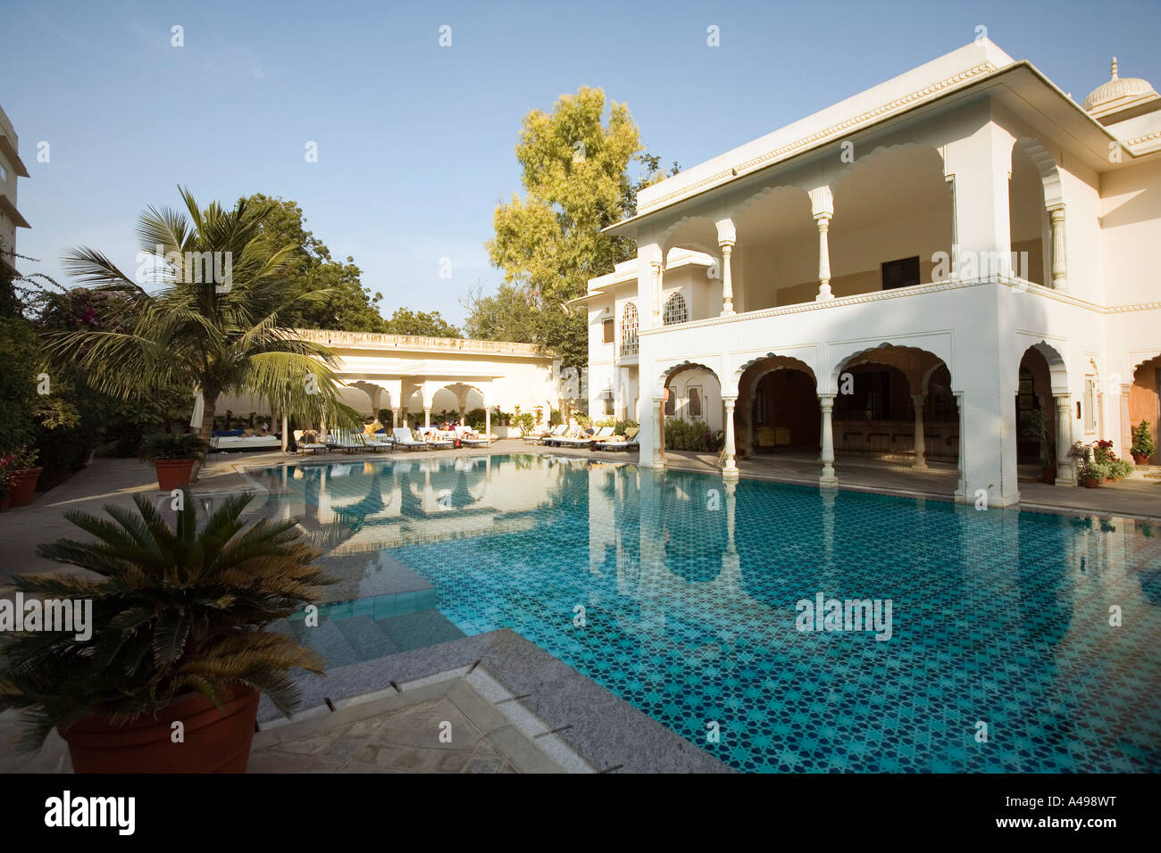 Indien Rajasthan Jaipur Samode Haveli Schwimmbad Stockfoto