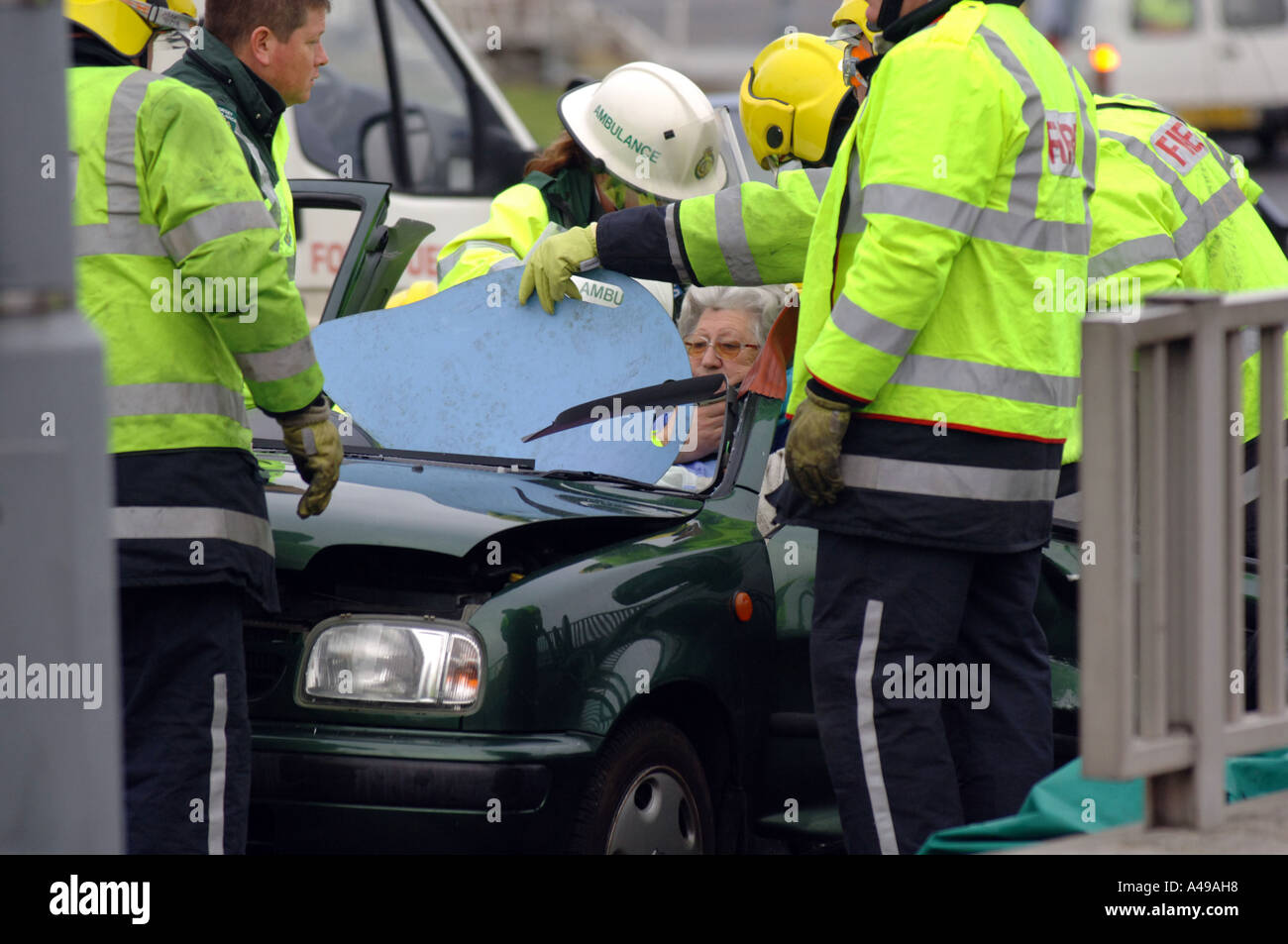 Auto Unfall Verkehrsunfall crash rta Rtc, Großbritannien UK Stockfoto