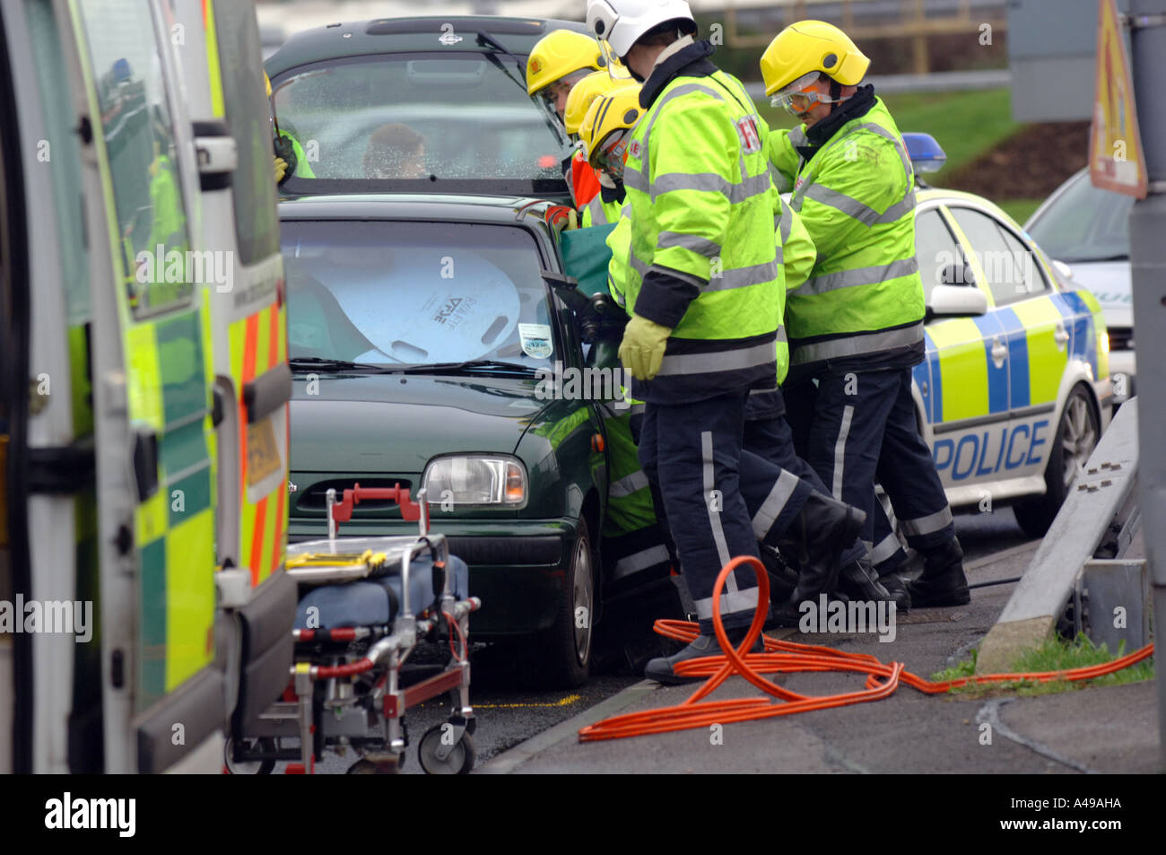 Auto Unfall Verkehrsunfall crash rta Rtc, Großbritannien UK Stockfoto