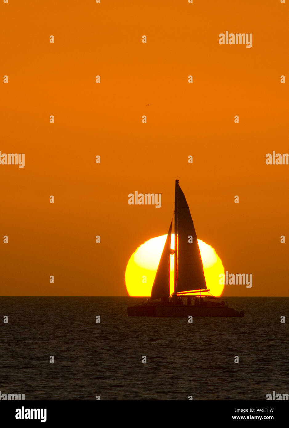 USA-Florida Keys-Segelboot Silouetted sunset Key West Stockfoto