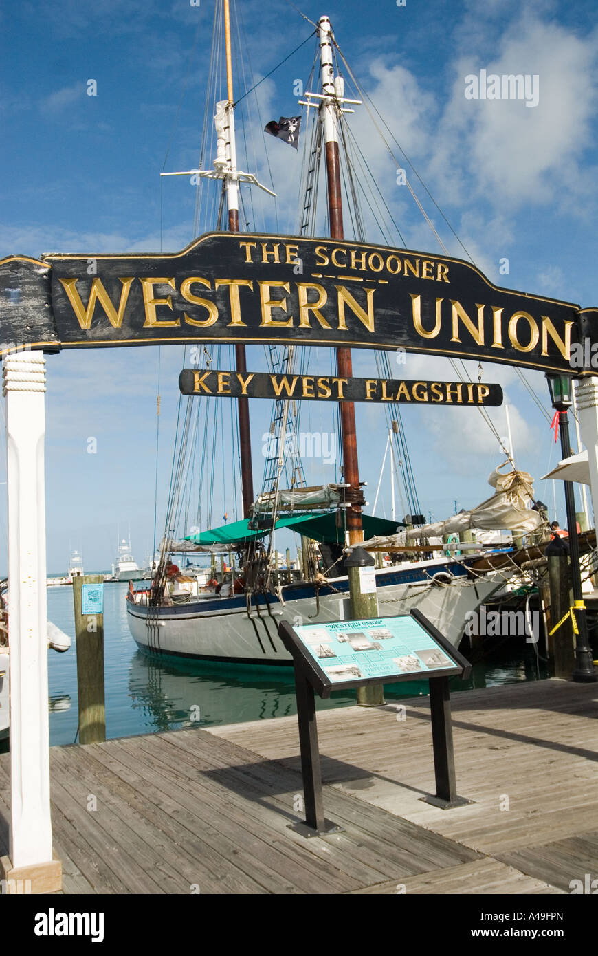USA Florida Keys Western Union hoch Segeln Schiff Key West Waterfront Stockfoto
