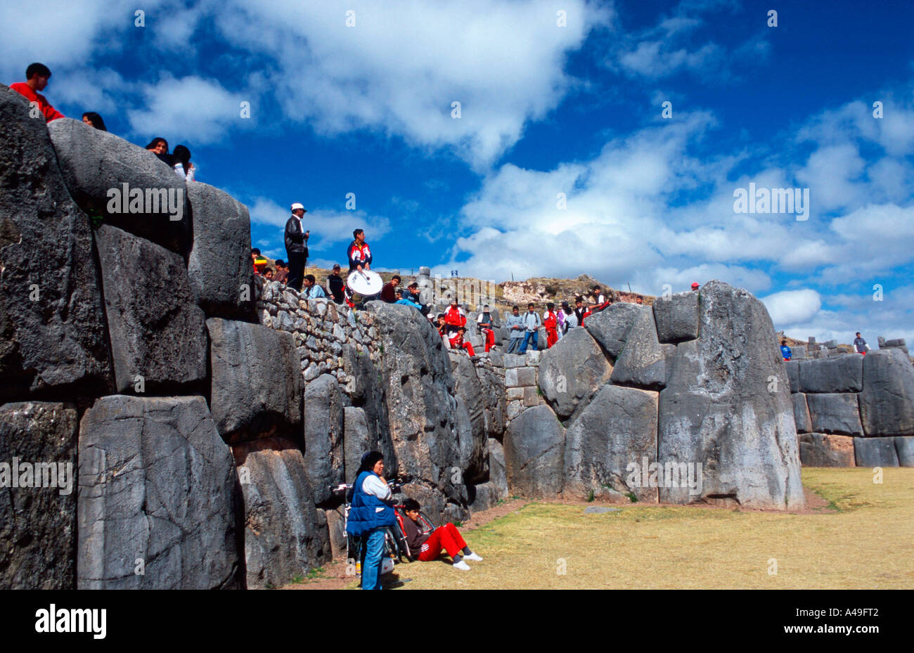 Ruinen der Inka-Festung / Saqsawaman / Ruinen von Inkafestung Stockfoto