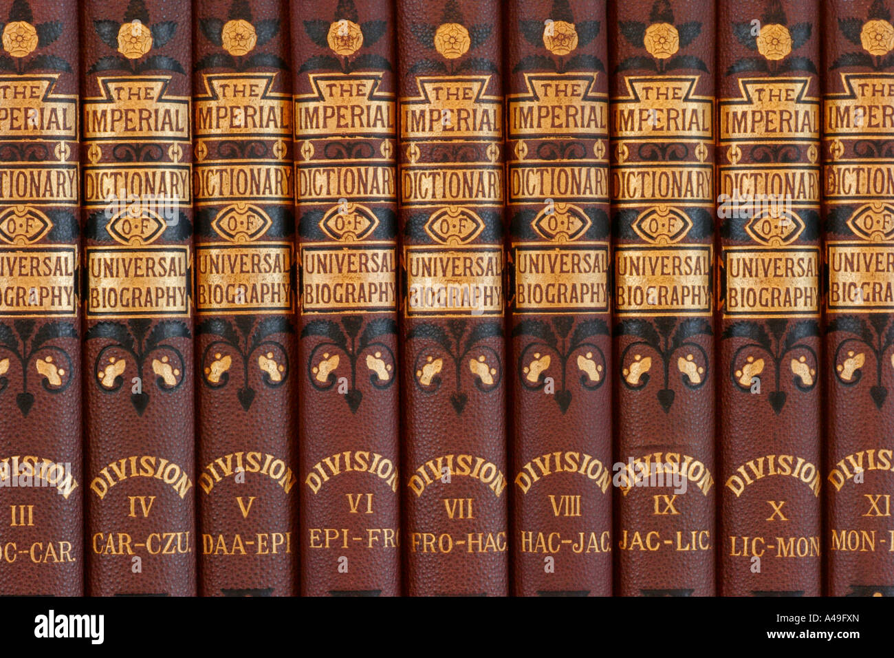 Alte Bücher Dictionary of Universal Biography Stockfoto