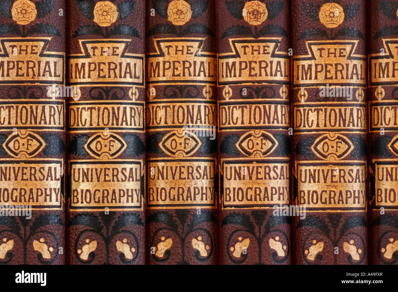 Alte Bücher Dictionary of Universal Biography Stockfoto