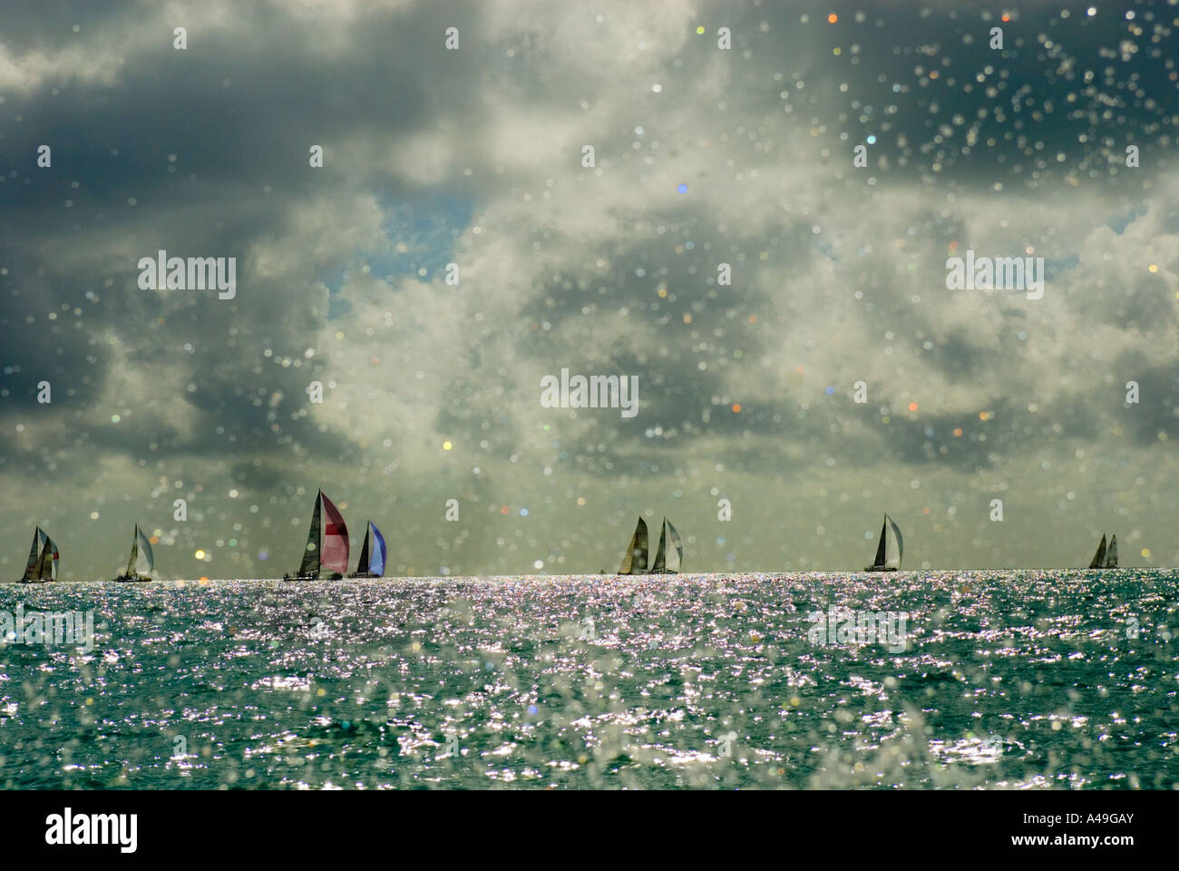 USA-Florida Keys-Segelboote in der jährlichen Key West Race Regatta Rennsport Stockfoto