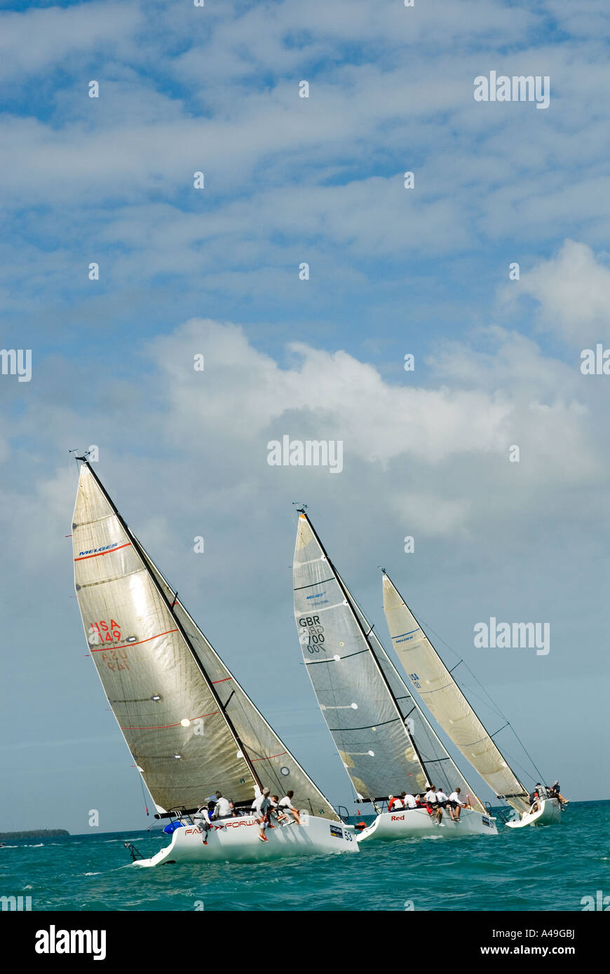 USA-Florida Keys-Segelboote in der jährlichen Key West Race Regatta Rennsport Stockfoto