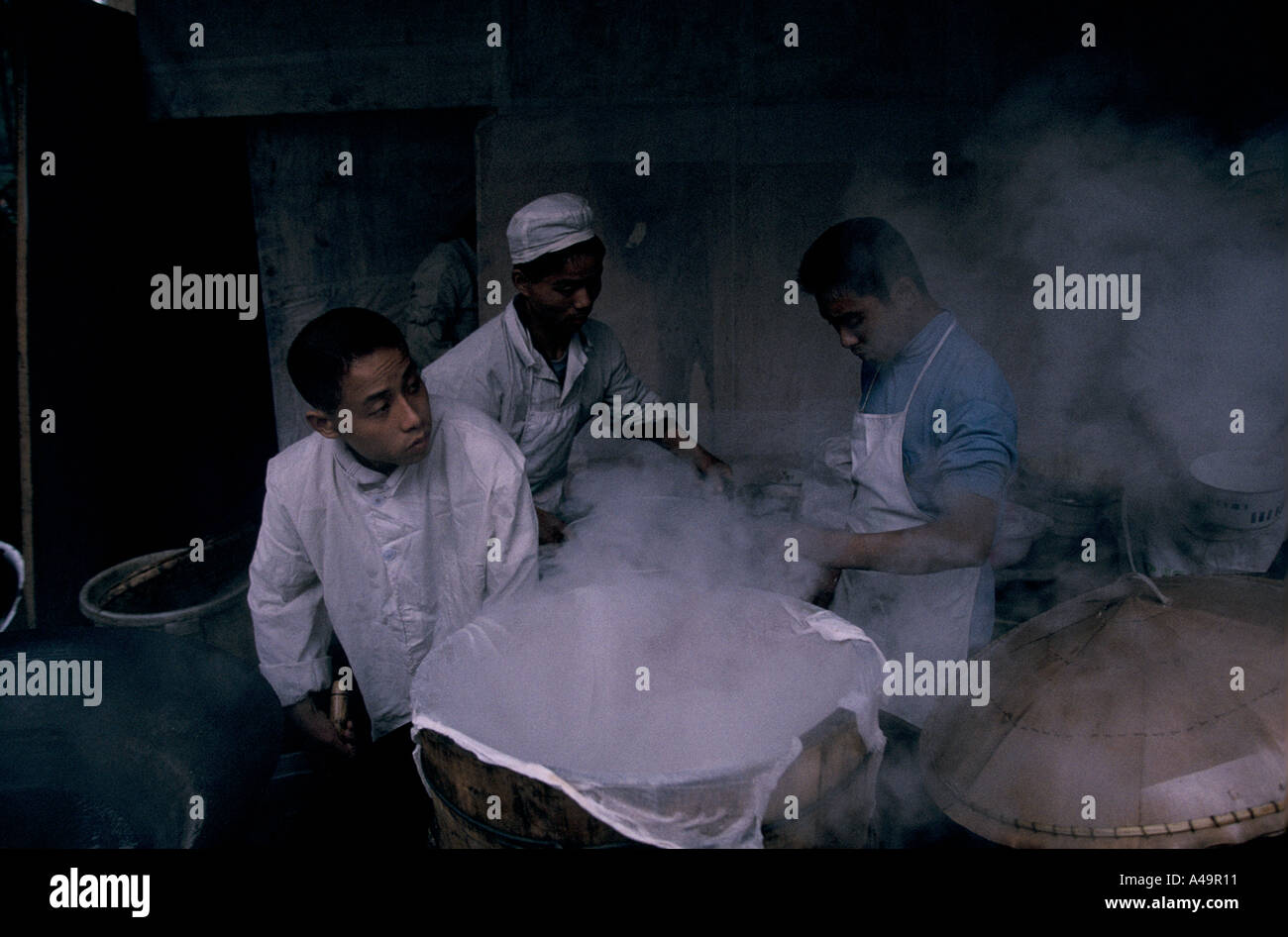 Sechuan Provinz China 1998 Köche Prepearing Sechuan Food in Chengdu s Menschen s park Stockfoto