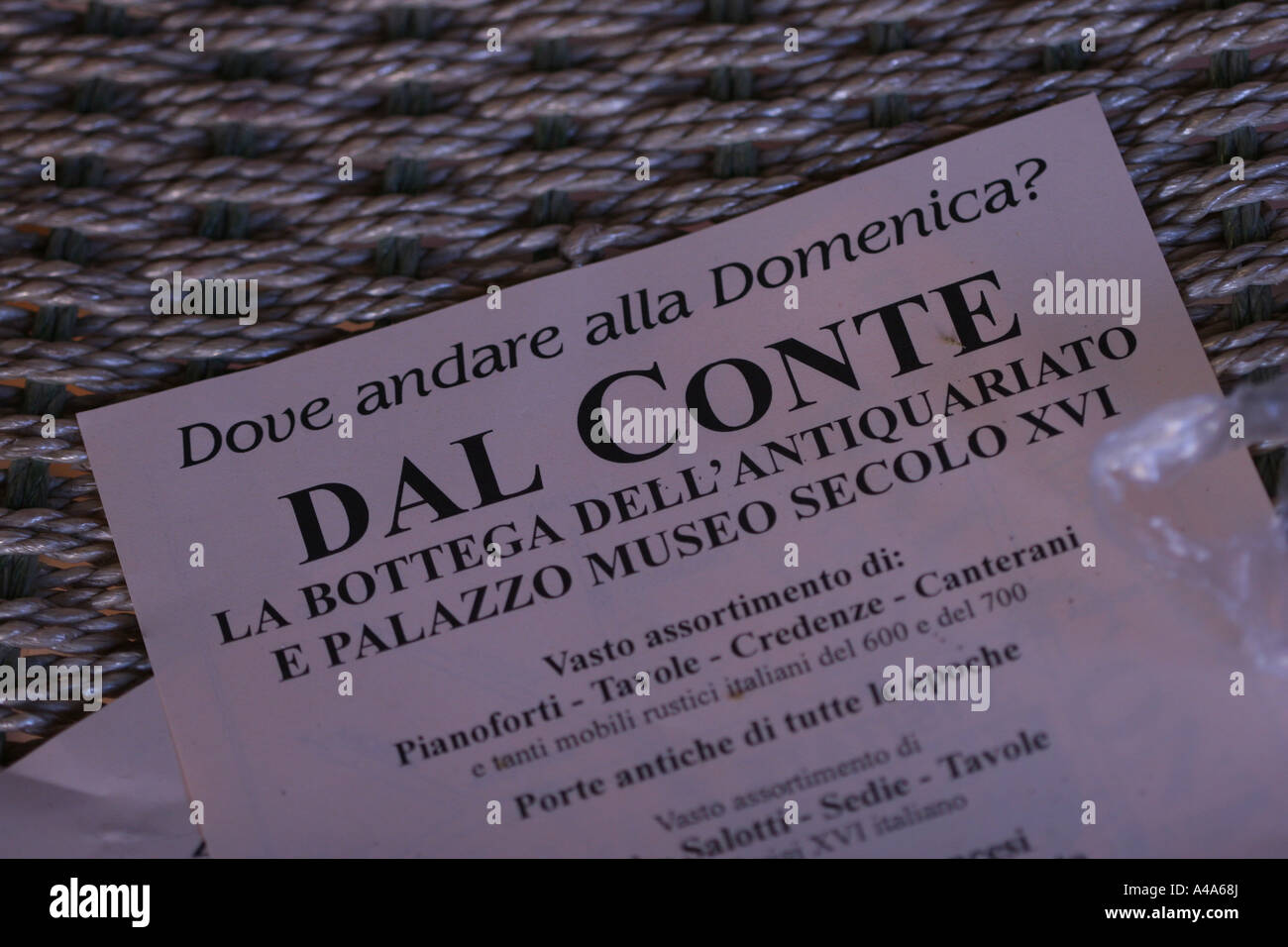 Merkblatt Dal Conte Antiquar Sabbioneta Lombardei Italien Stockfoto