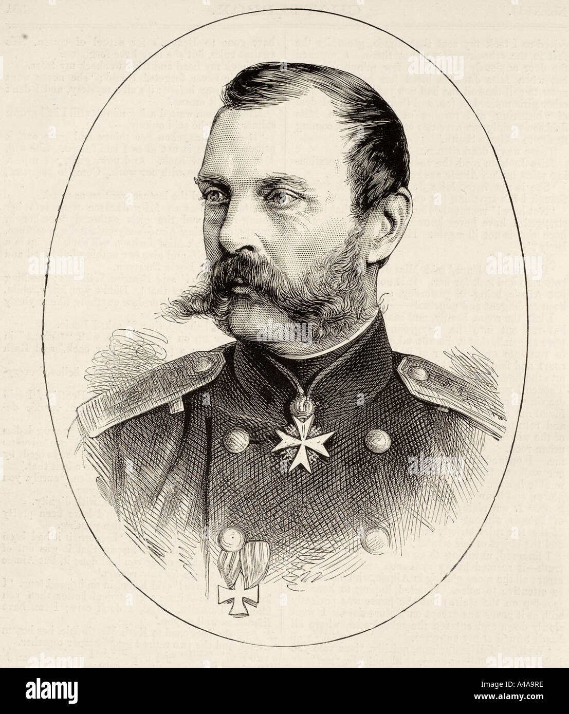 Alexander II Kaiser Russland Schnurrbart königlichen Lizenzgebühren männlichen Porträt Kopf Schulter Stockfoto