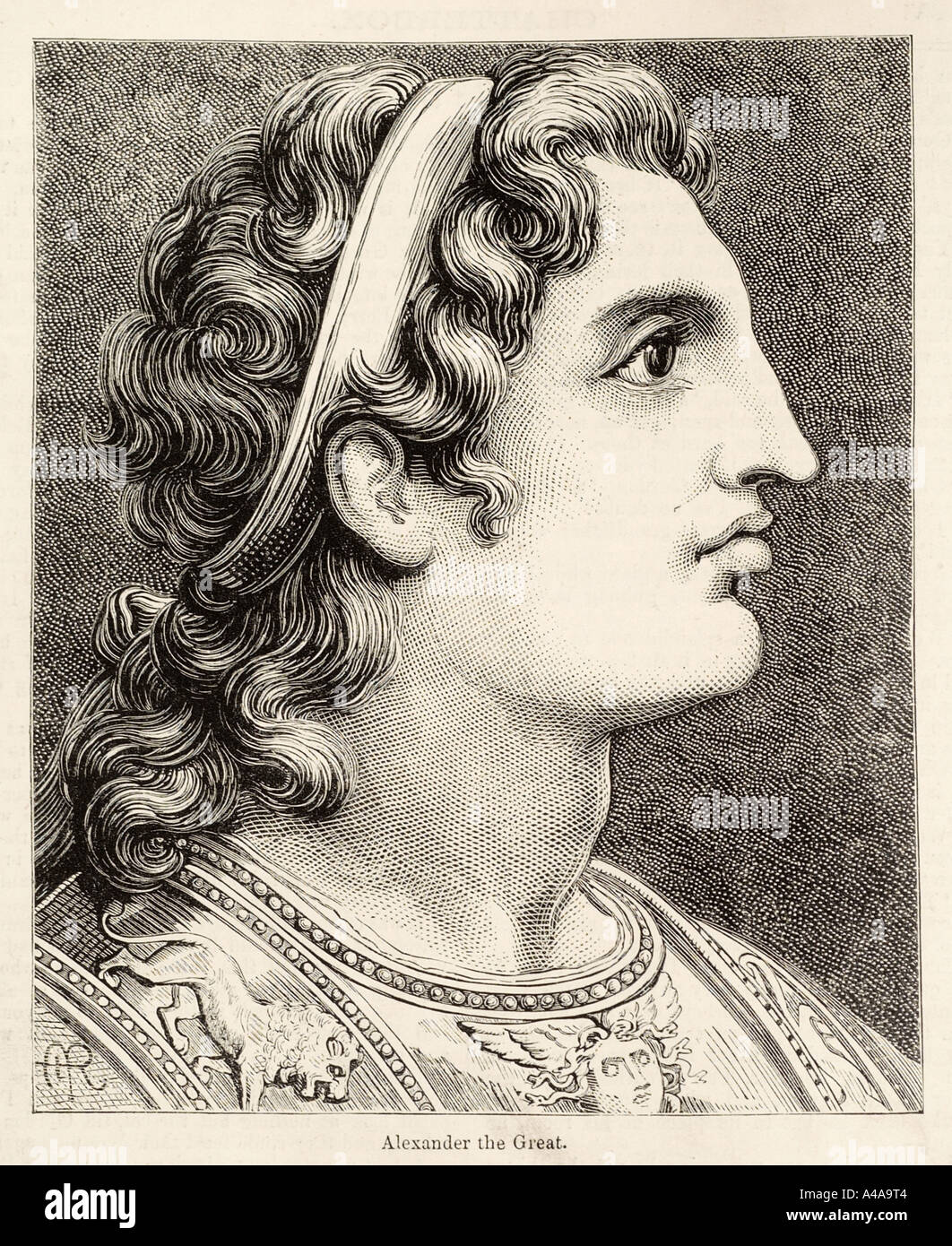 Alexander große 356 323 Makedonien Porträt Profil König Kaiser königlichen männlich Stockfoto