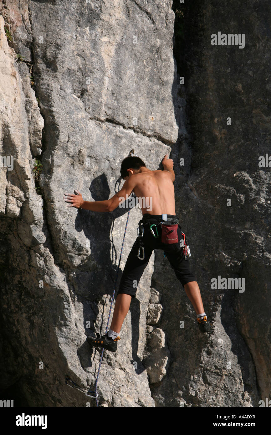 Klettern Vason Gesicht Bondone Berg Trentino-Südtirol-Italien Stockfoto